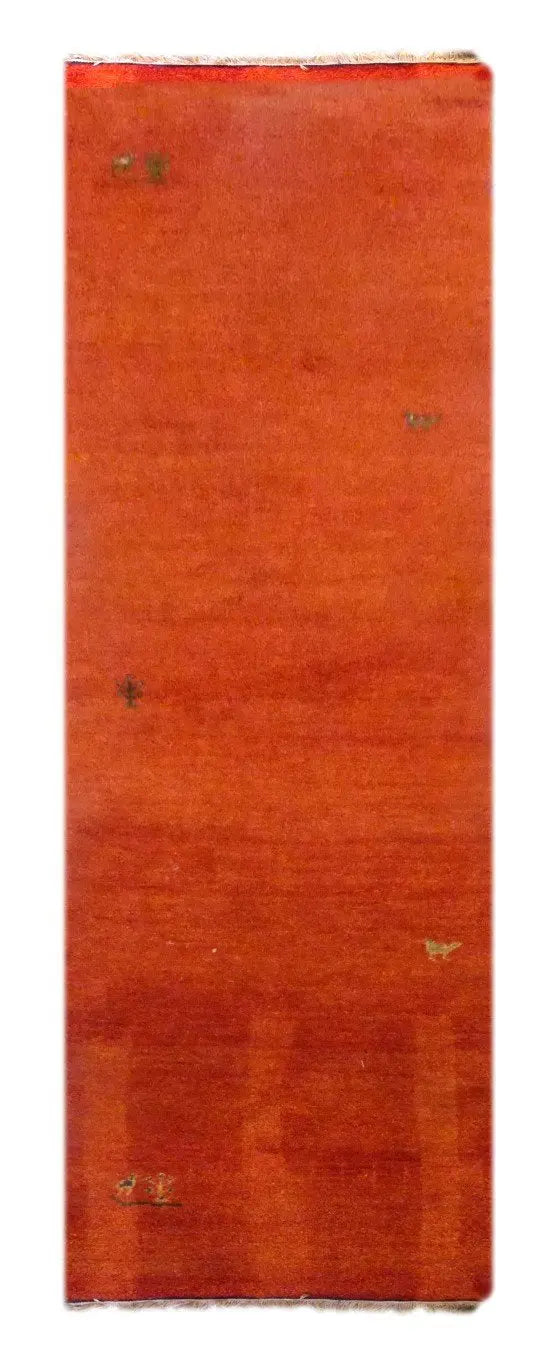 Iranian Fine Gabbeh Hand-Knotted Gabbeh Made With Natural Wool & Cotton Color Red 8'11" X 2'6" Pan5058